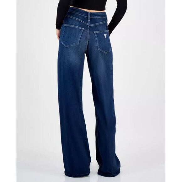 GUESS Womens Soft Bellflower High-Rise Wide-Leg Jeans Dark Blue 29x32 NWT - Picture 2 of 5